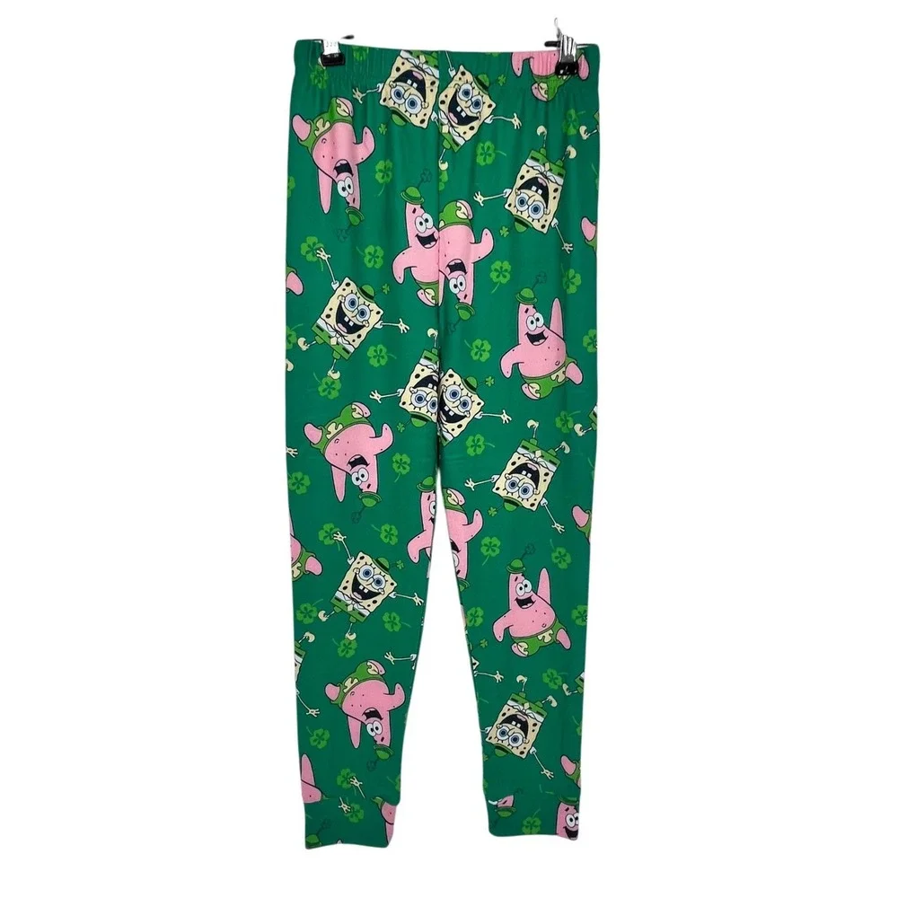 SpongeBob SquarePants Pajama Set Boys 8 White Green Patrick St Patricks Day New